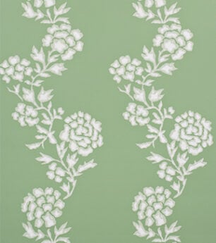 Charlotte Johnstone - Mawar Wallpaper - Ivory On Hart Green