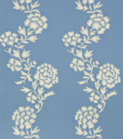 Charlotte Johnstone - Mawar Wallpaper - Ivory On Jasper Blue