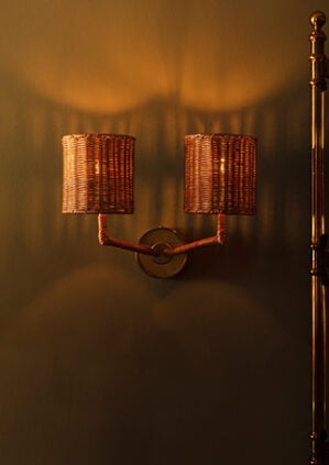 David Netto - The Double Rattan Lourmarin Wall Light: lifestyle