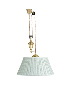 The Single Rise And Fall Ceiling Light - With Rattan Shade