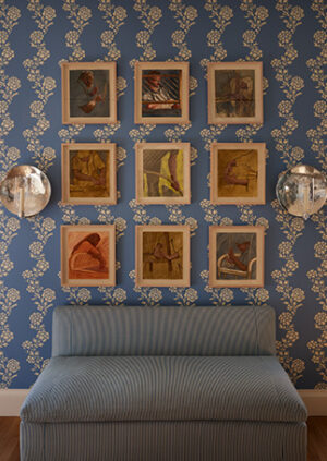 Charlotte Johnstone - Mawar Wallpaper - Ivory On Jasper Blue: lifestyle