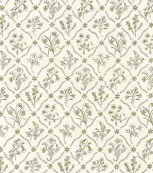 Lucknawi Flower - Moss - Ivory Linen