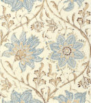 Palampore Blossom - Blue And Brown - Ivory Linen