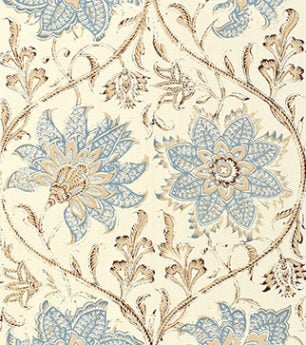 Palampore Blossom - Blue And Brown - Ivory Linen