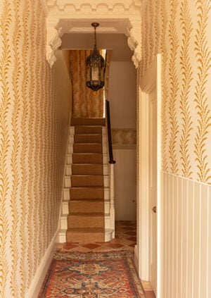 Scrolling Fern Frond - Ochre - Ivory Linen: lifestyle