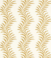 Scrolling Fern Frond Wallpaper - Ochre
