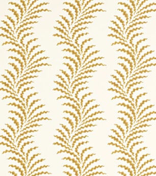 Scrolling Fern Frond Wallpaper - Ochre