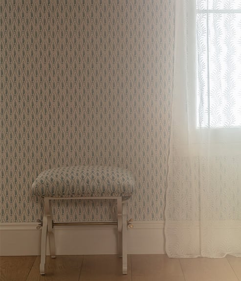 Scrolling Fern Silhouette Lace as a curtain