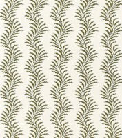 Scrolling Fern Silhouette - Moss - Ivory Linen