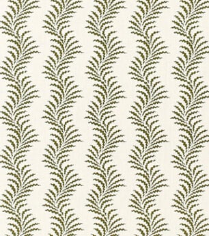 Scrolling Fern Silhouette - Moss - Ivory Linen