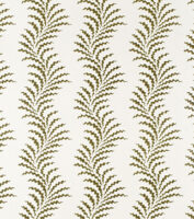 Scrolling Fern Frond - Moss - Ivory Linen
