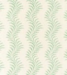 Scrolling Fern Frond - Leaf Green - Ivory Linen