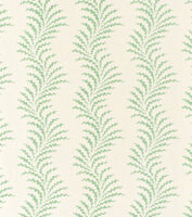 Scrolling Fern Frond - Leaf Green - Ivory Linen