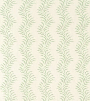 Scrolling Fern Silhouette - Leaf Green - Ivory Linen
