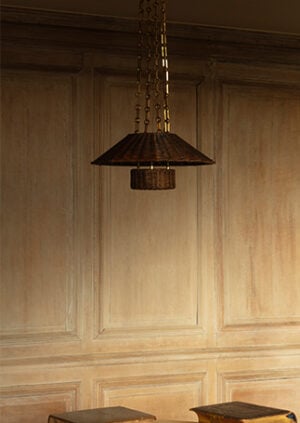 The Rattan Etienne Hanging Light - With Chain: lifestyle
