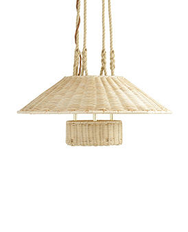 The Rattan Etienne Hanging Light - With Rope