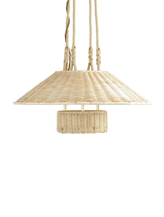 The Rattan Etienne Hanging Light - With Rope
