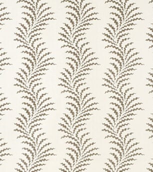 Scrolling Fern Frond - Chestnut - Ivory Linen