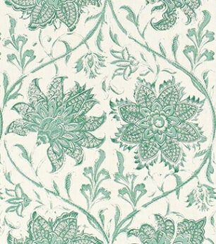 Palampore Blossom - Emerald - Ivory Linen