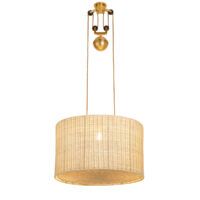 The Double Rise And Fall Ceiling Light - With Rattan Drum Shade And Diffuser gallery